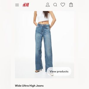 H&M ultra high waist, wide leg jeans, size 4.